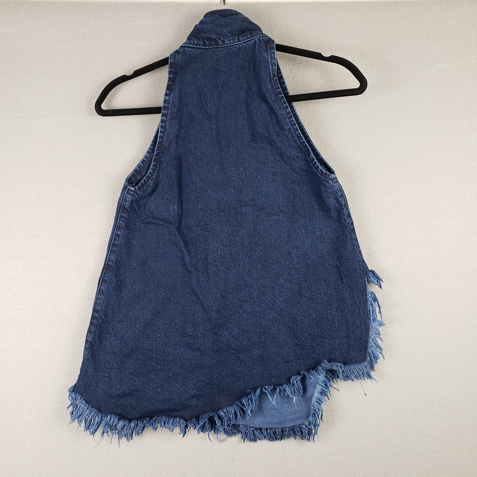 Marques Almeida Size Xs Denim Halter Top Frayed Zip Front Asymmetrical Grunge — image 5 of 8